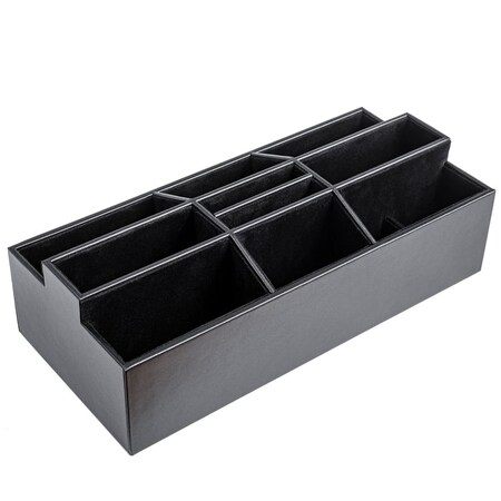Dacasso Black Leather Remote Control Organizer (Coasters Available Separately) AG-1095